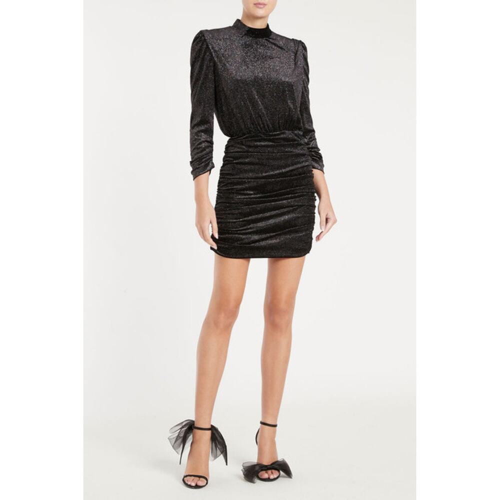 REBECCA VALLANCE MOON RIVER MINI DRESS - BLACK/METALLIC size 6